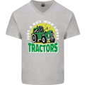 Farming Just a Boy Who Loves Tractors Mens V-Neck Cotton T-Shirt Sports Grey