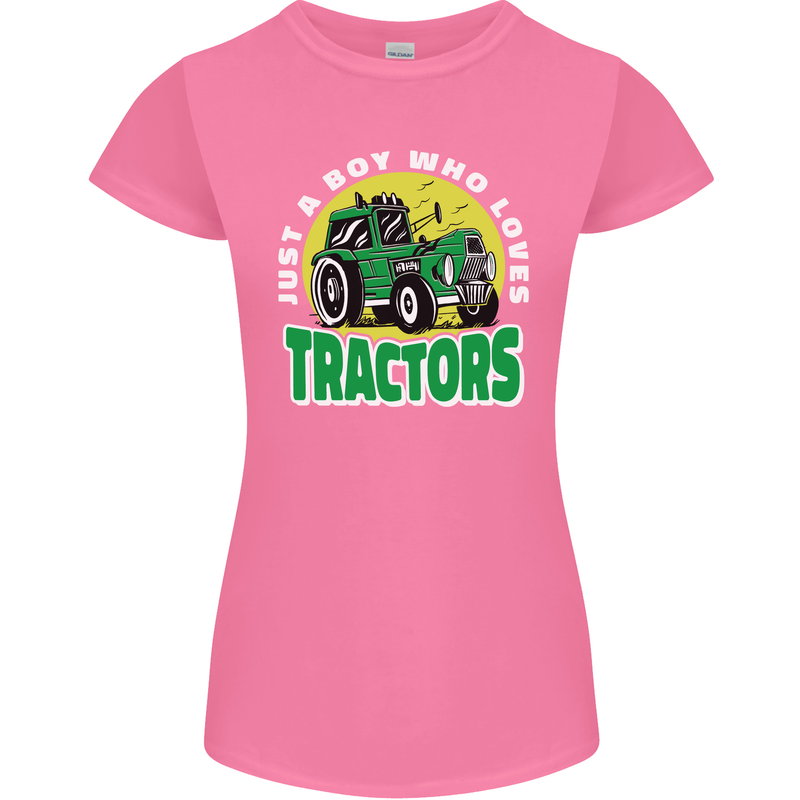 Farming Just a Boy Who Loves Tractors Womens Petite Cut T-Shirt Azalea