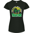 Farming Just a Boy Who Loves Tractors Womens Petite Cut T-Shirt Black