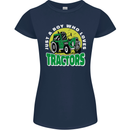 Farming Just a Boy Who Loves Tractors Womens Petite Cut T-Shirt Navy Blue