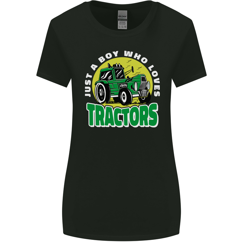 Farming Just a Boy Who Loves Tractors Womens Wider Cut T-Shirt Black