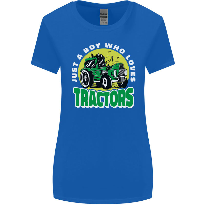 Farming Just a Boy Who Loves Tractors Womens Wider Cut T-Shirt Royal Blue