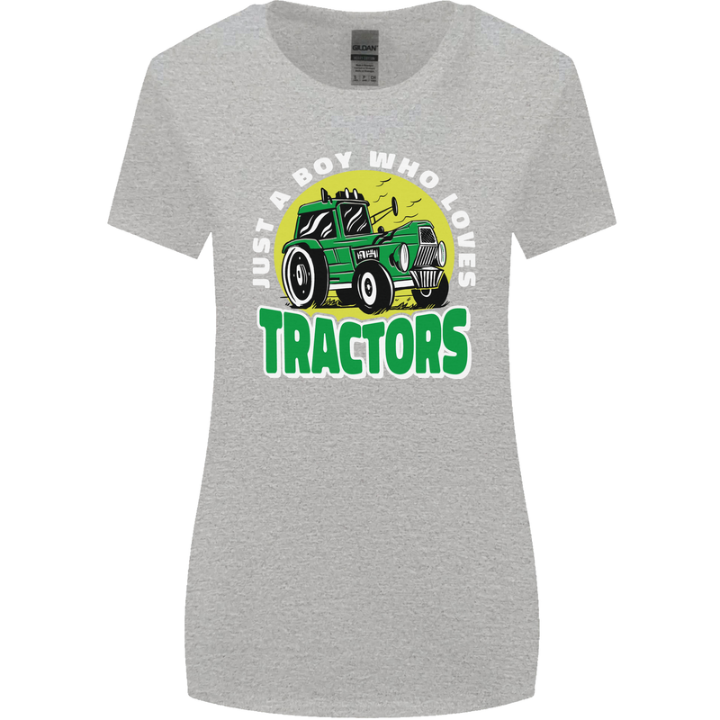 Farming Just a Boy Who Loves Tractors Womens Wider Cut T-Shirt Sports Grey