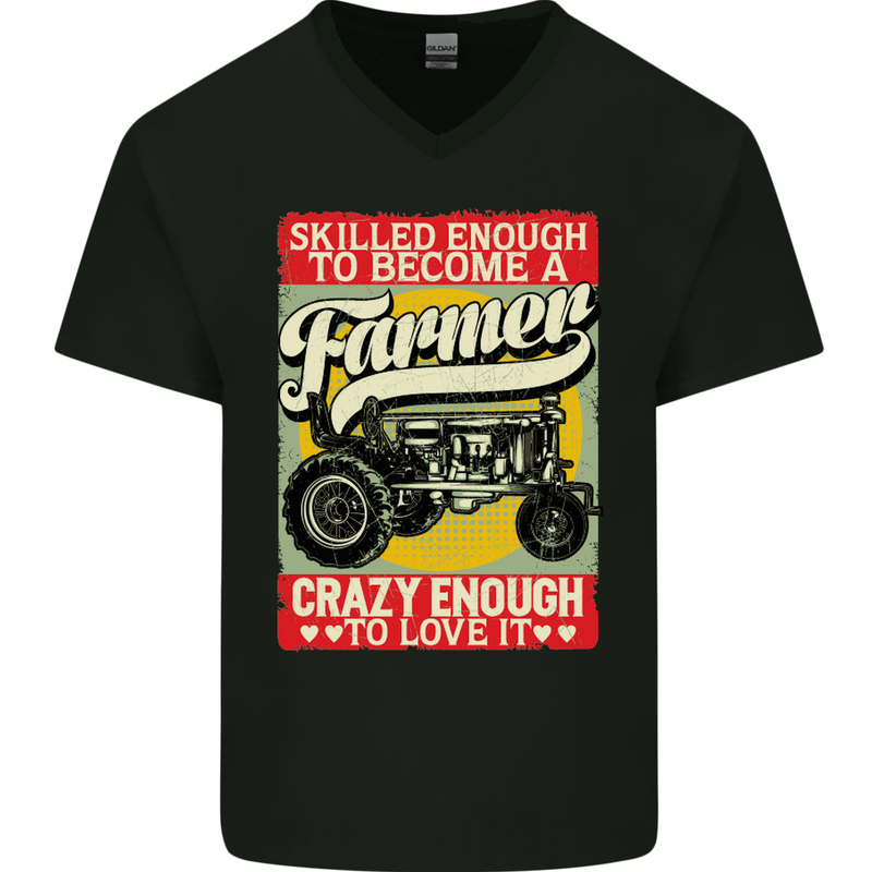 Farming Skilled Enough to Be a Farmer Mens V-Neck Cotton T-Shirt Black