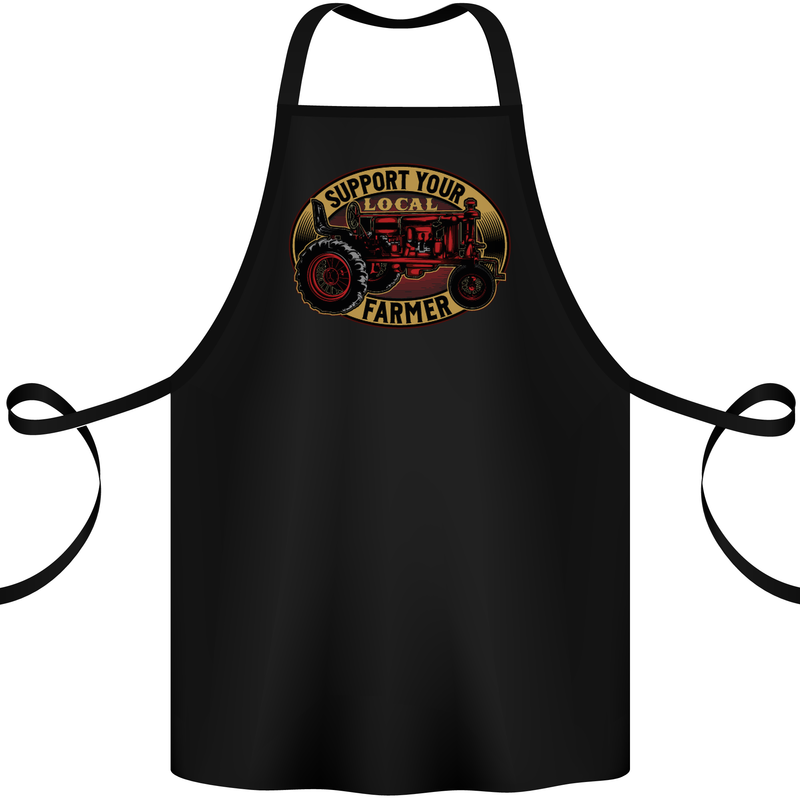 Farming Support Your Local Farmer Cotton Apron 100% Organic Black