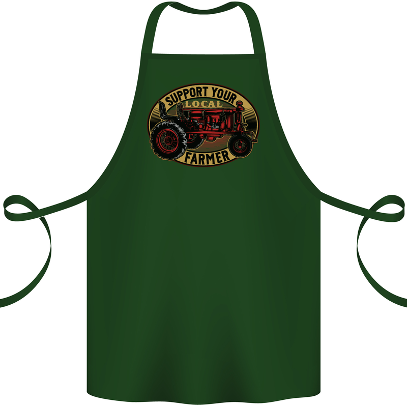 Farming Support Your Local Farmer Cotton Apron 100% Organic Forest Green