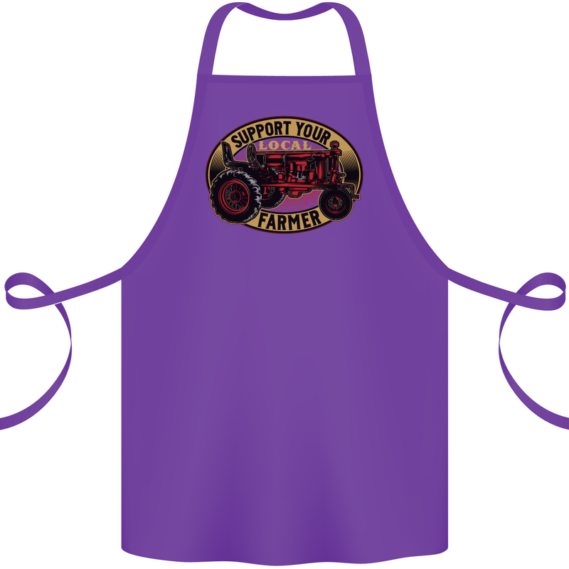 Farming Support Your Local Farmer Cotton Apron 100% Organic Purple