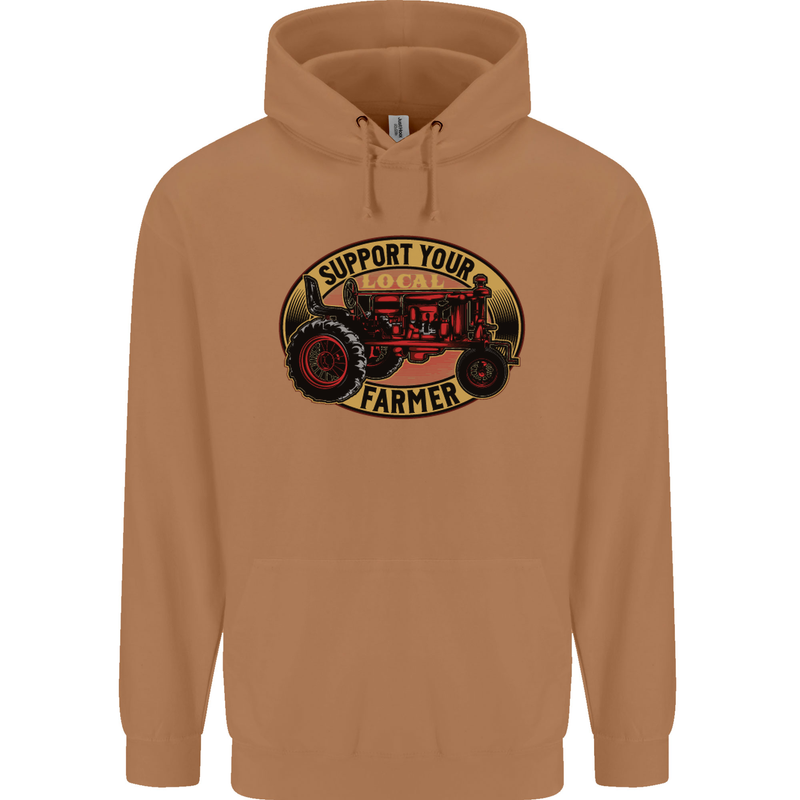 Farming Support Your Local Farmer Mens 80% Cotton Hoodie Caramel Latte