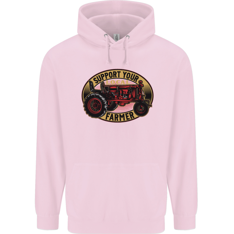 Farming Support Your Local Farmer Mens 80% Cotton Hoodie Light Pink