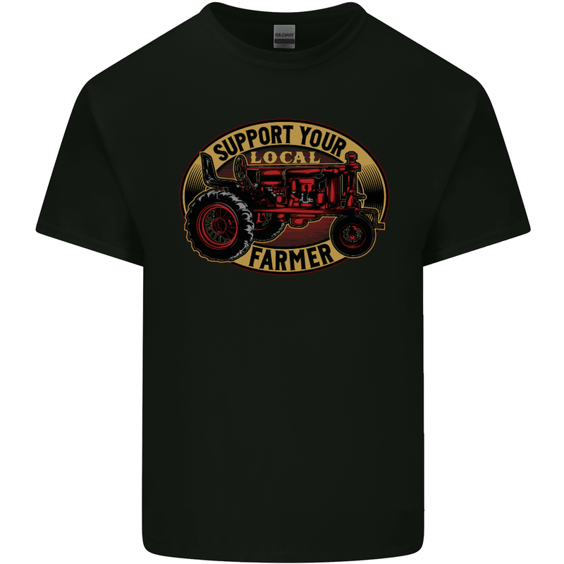 Farming Support Your Local Farmer Mens Cotton T-Shirt Tee Top Black