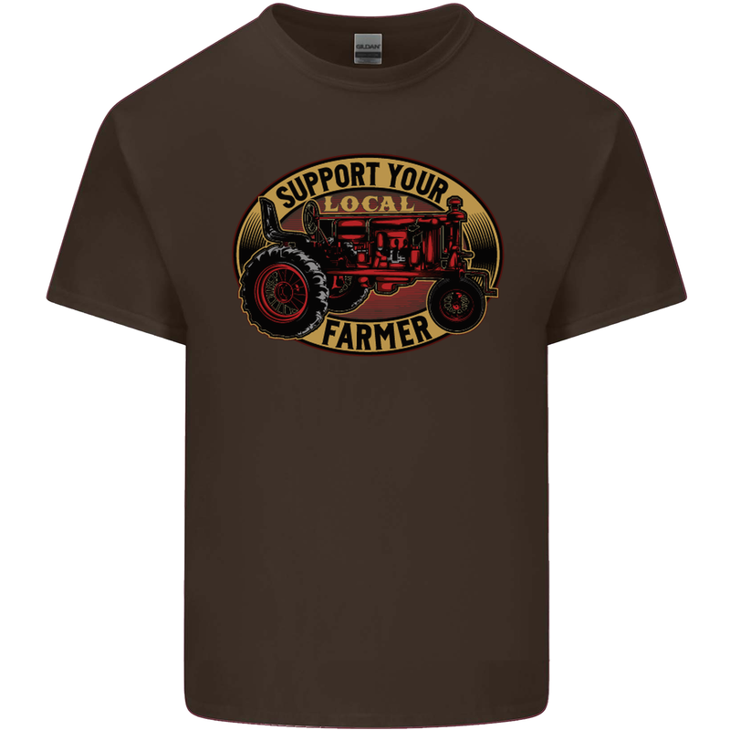 Farming Support Your Local Farmer Mens Cotton T-Shirt Tee Top Dark Chocolate