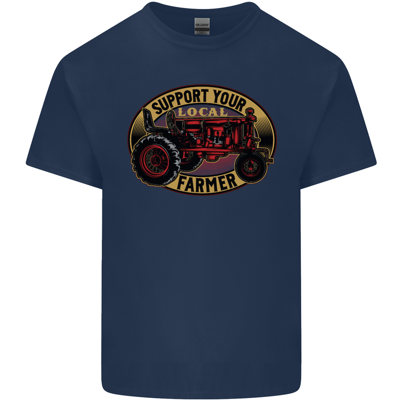 Farming Support Your Local Farmer Mens Cotton T-Shirt Tee Top Navy Blue