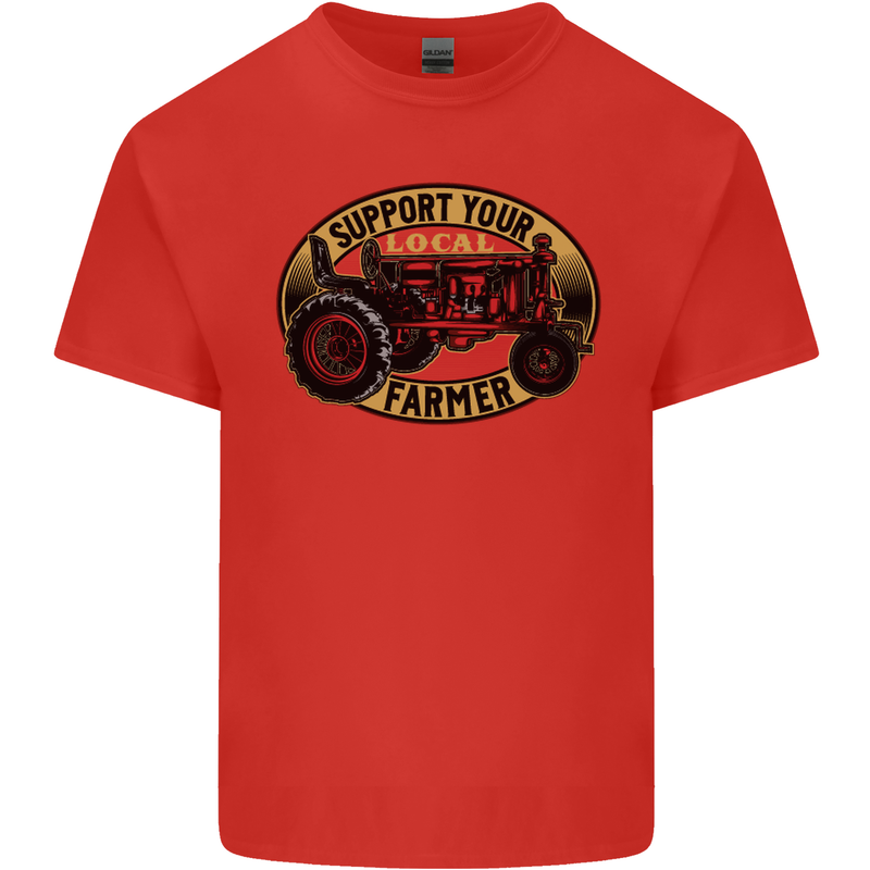 Farming Support Your Local Farmer Mens Cotton T-Shirt Tee Top Red