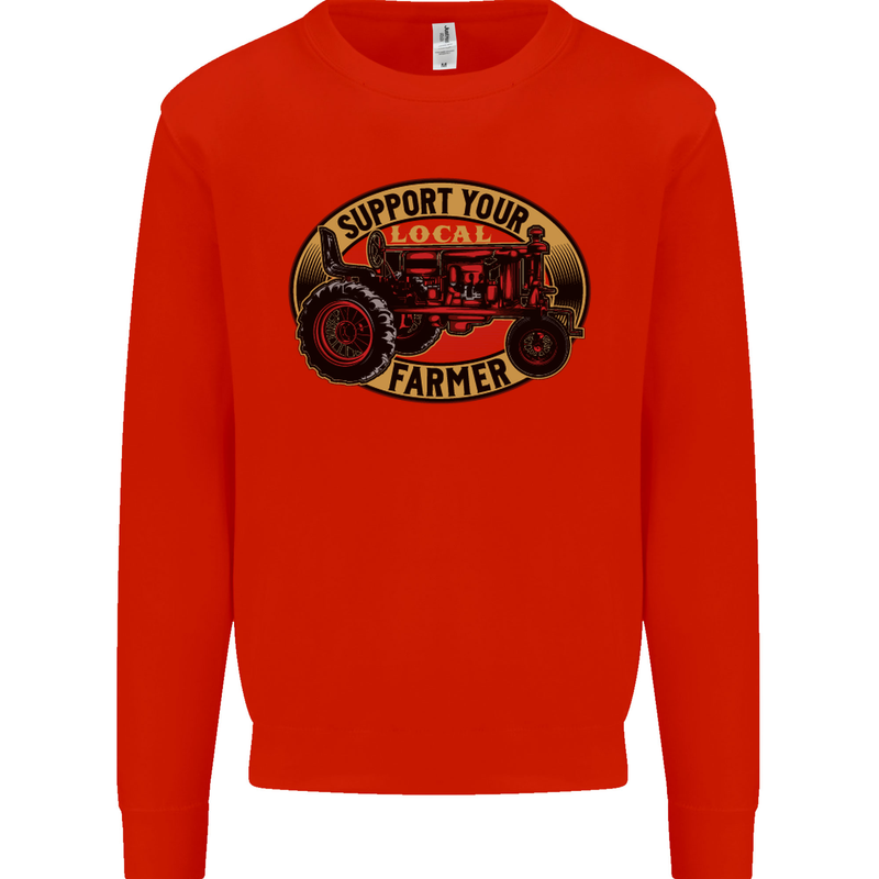 Farming Support Your Local Farmer Mens Sweatshirt Jumper Bright Red