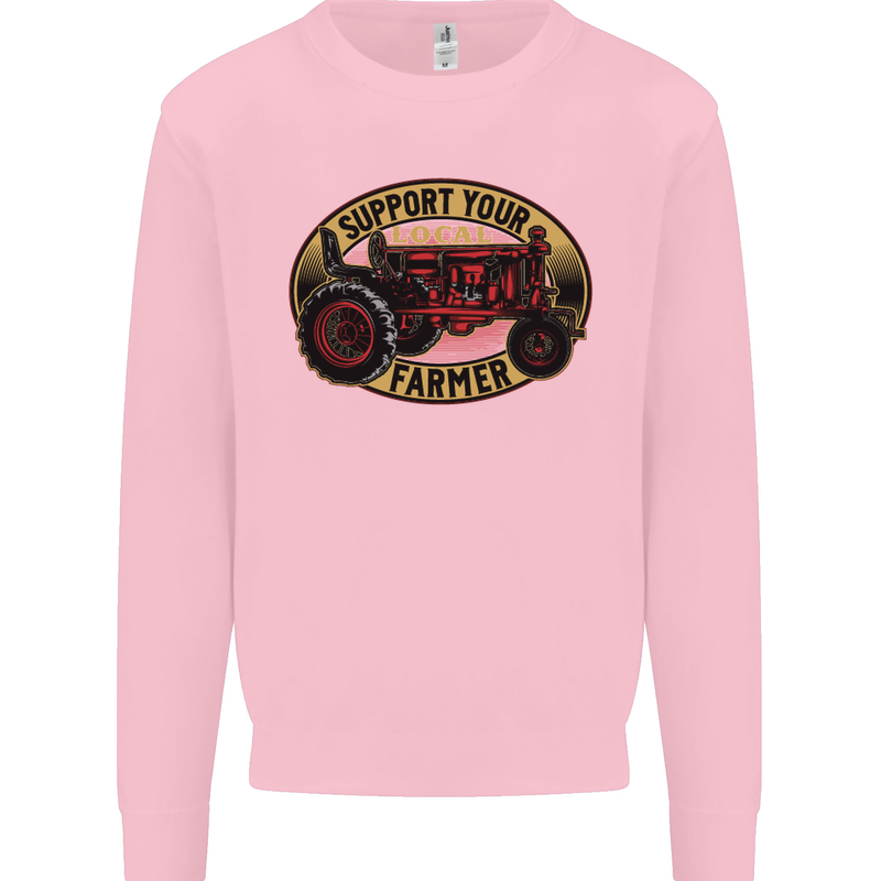 Farming Support Your Local Farmer Mens Sweatshirt Jumper Light Pink