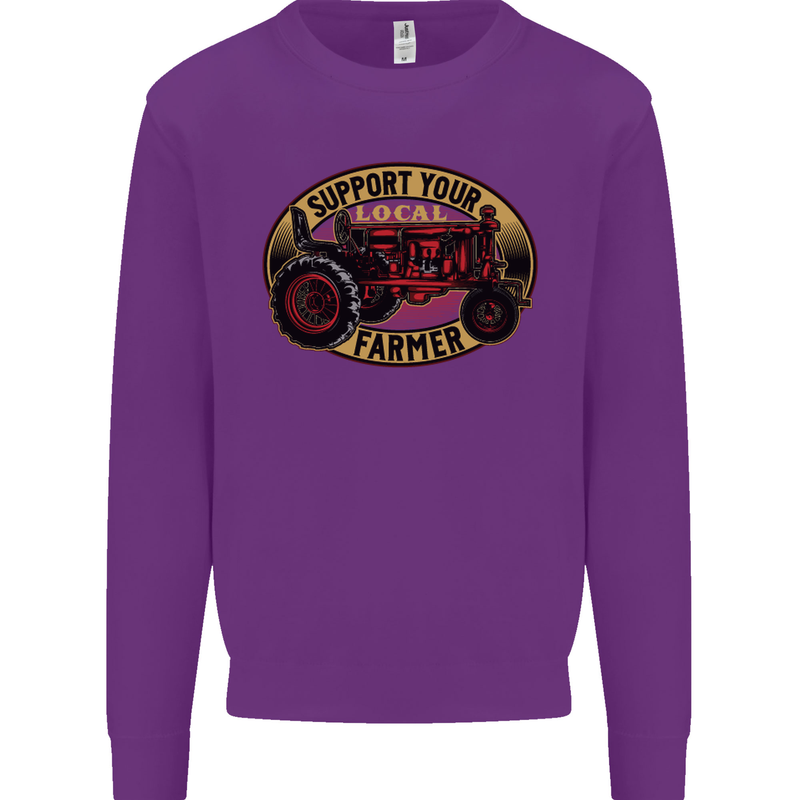 Farming Support Your Local Farmer Mens Sweatshirt Jumper Purple