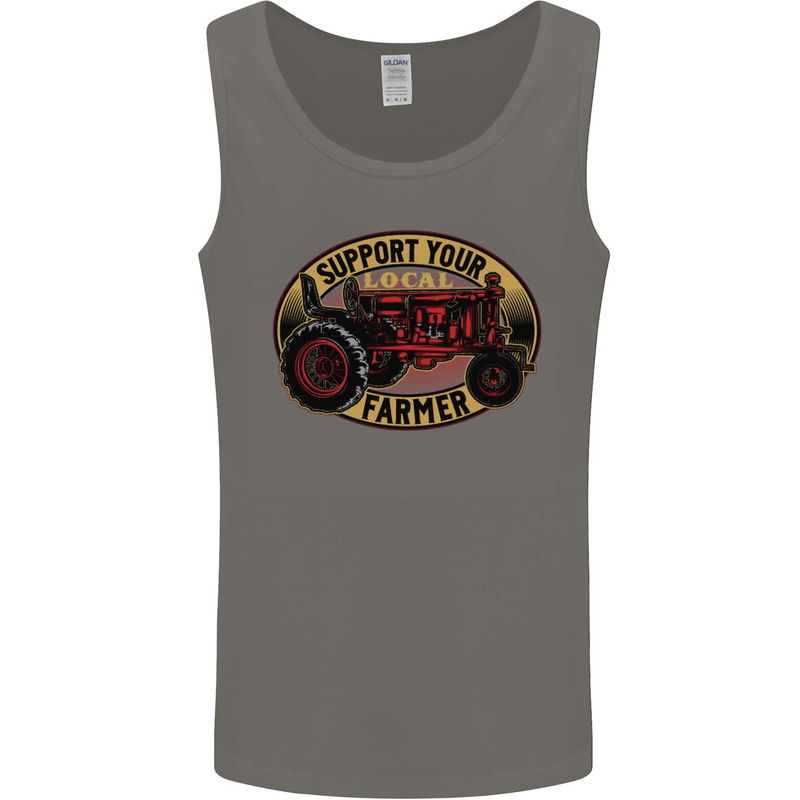 Farming Support Your Local Farmer Mens Vest Tank Top Charcoal