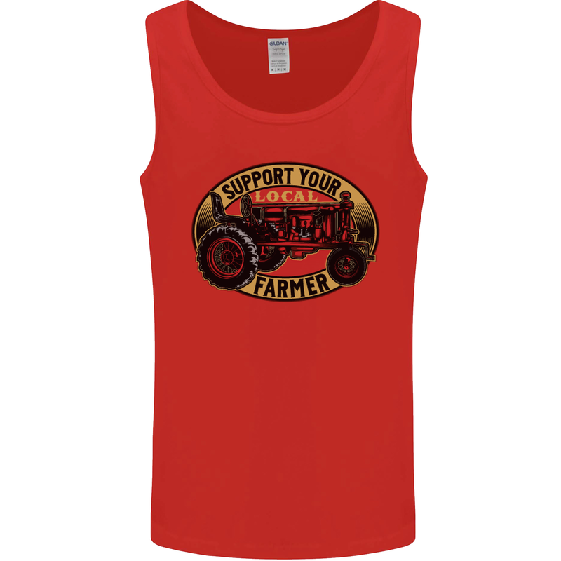 Farming Support Your Local Farmer Mens Vest Tank Top Red