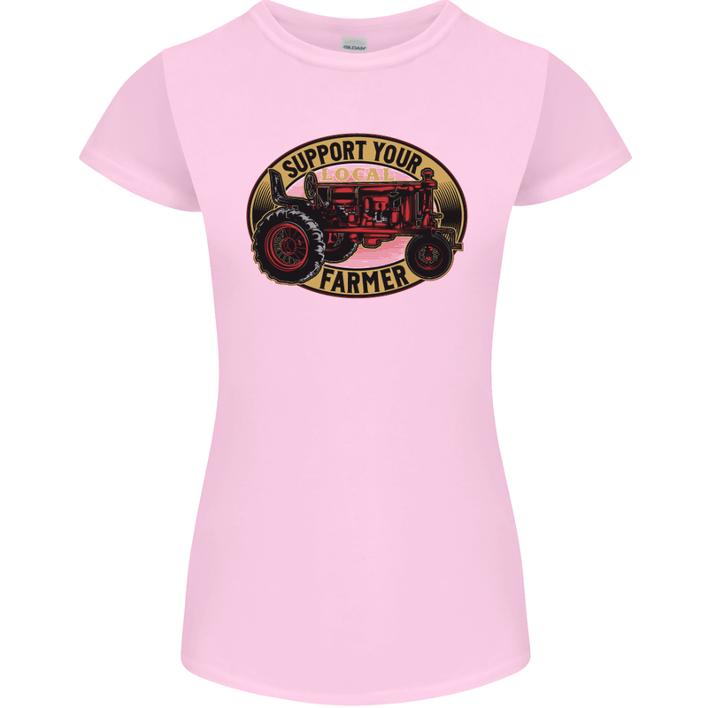 Farming Support Your Local Farmer Womens Petite Cut T-Shirt Light Pink