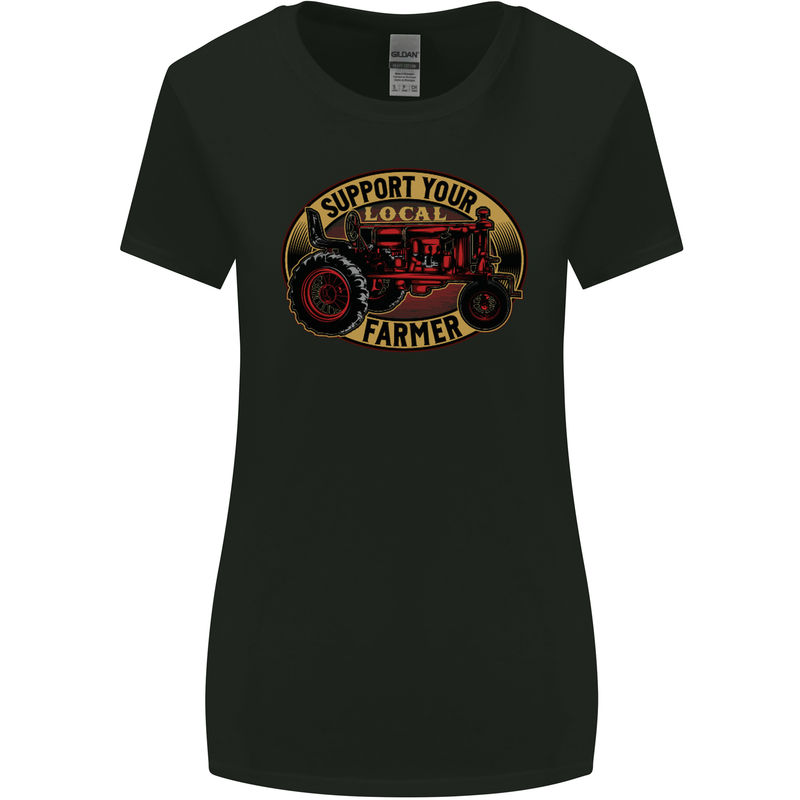Farming Support Your Local Farmer Womens Wider Cut T-Shirt Black