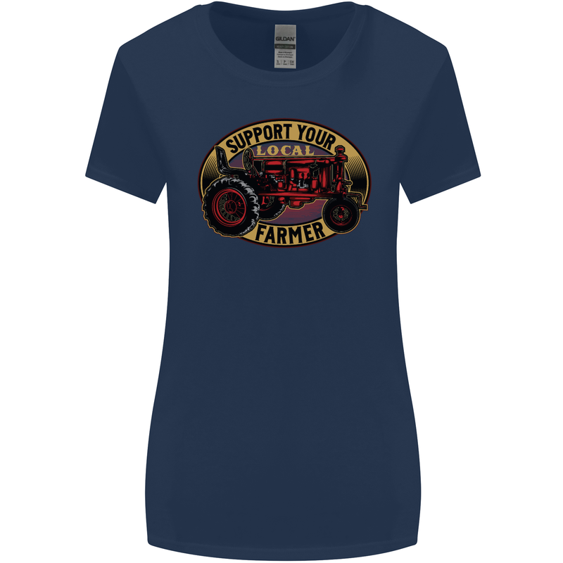 Farming Support Your Local Farmer Womens Wider Cut T-Shirt Navy Blue