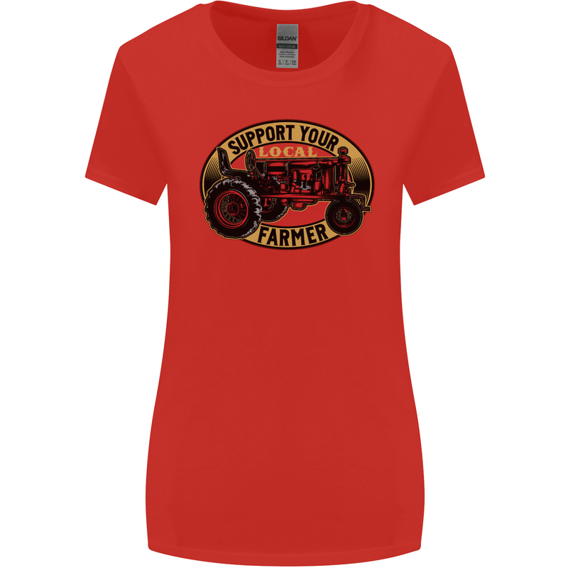 Farming Support Your Local Farmer Womens Wider Cut T-Shirt Red