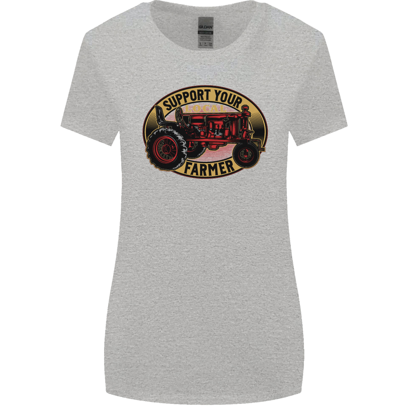 Farming Support Your Local Farmer Womens Wider Cut T-Shirt Sports Grey