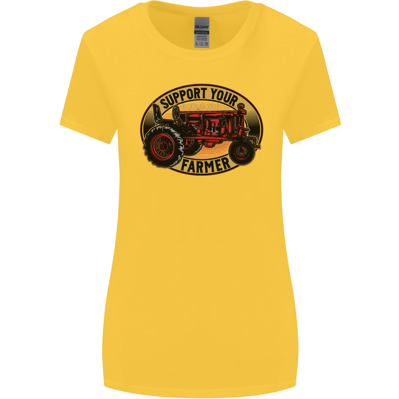 Farming Support Your Local Farmer Womens Wider Cut T-Shirt Yellow