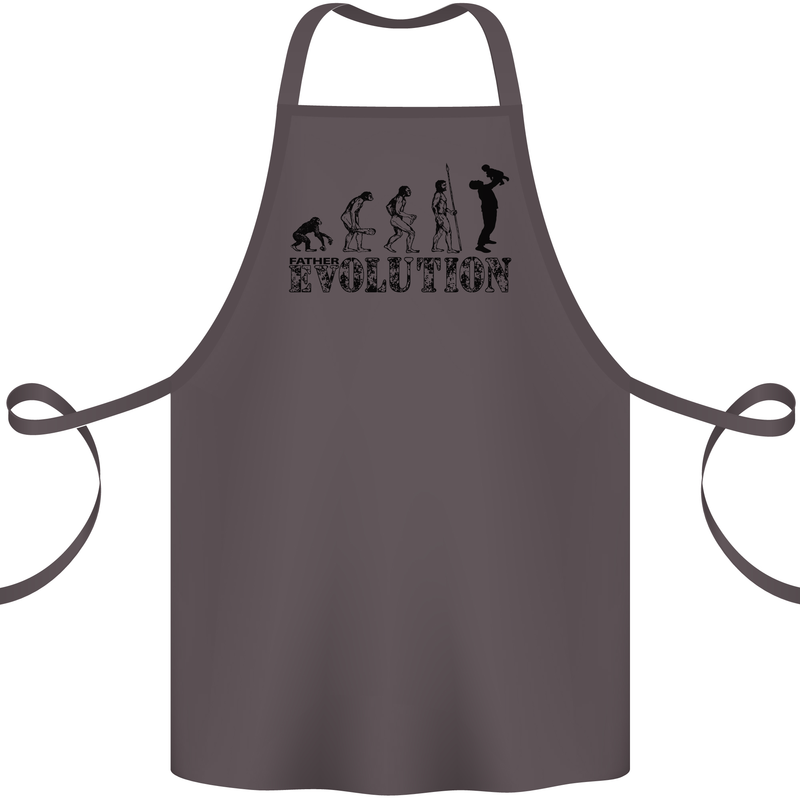 Father And Son Evolution Father's Day Dad Cotton Apron 100% Organic Dark Grey