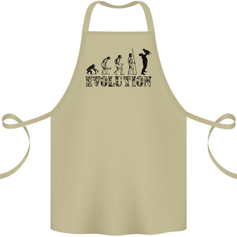 Father And Son Evolution Father's Day Dad Cotton Apron 100% Organic Khaki