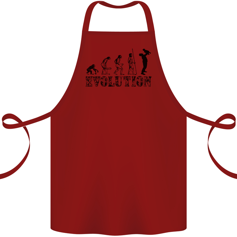 Father And Son Evolution Father's Day Dad Cotton Apron 100% Organic Maroon