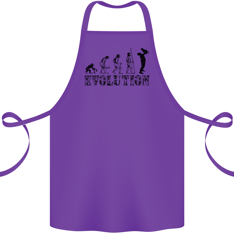 Father And Son Evolution Father's Day Dad Cotton Apron 100% Organic Purple