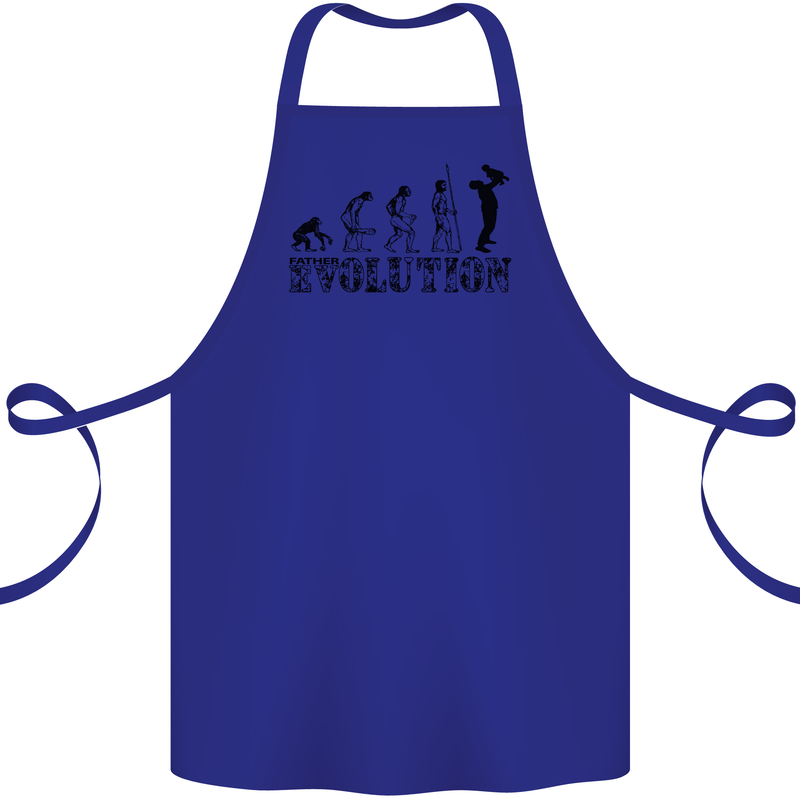 Father And Son Evolution Father's Day Dad Cotton Apron 100% Organic Royal Blue