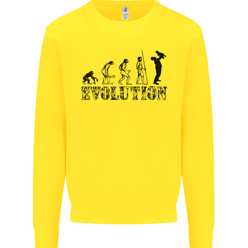 Father And Son Evolution Father's Day Dad Kids Sweatshirt Jumper Yellow