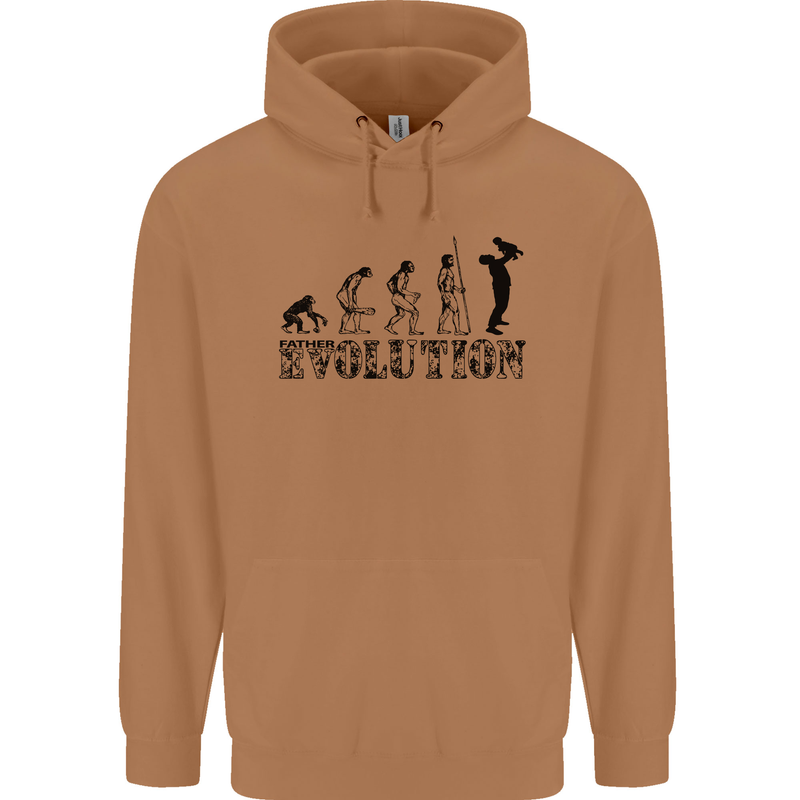 Father And Son Evolution Father's Day Dad Mens 80% Cotton Hoodie Caramel Latte