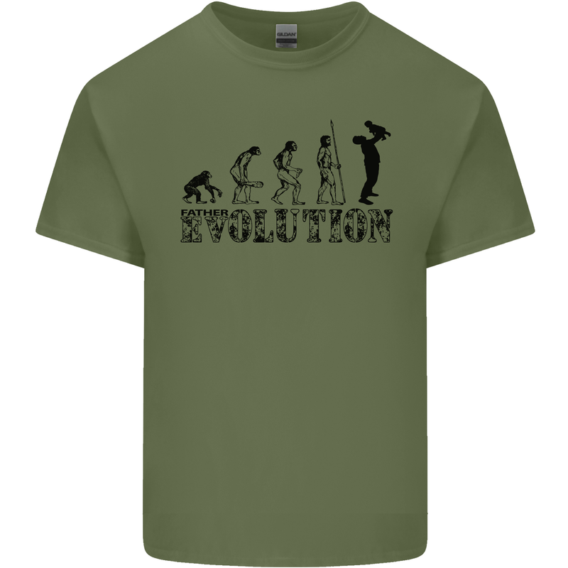 Father And Son Evolution Father's Day Dad Mens Cotton T-Shirt Tee Top Military Green