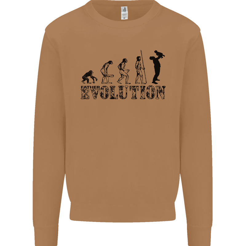 Father And Son Evolution Father's Day Dad Mens Sweatshirt Jumper Caramel Latte
