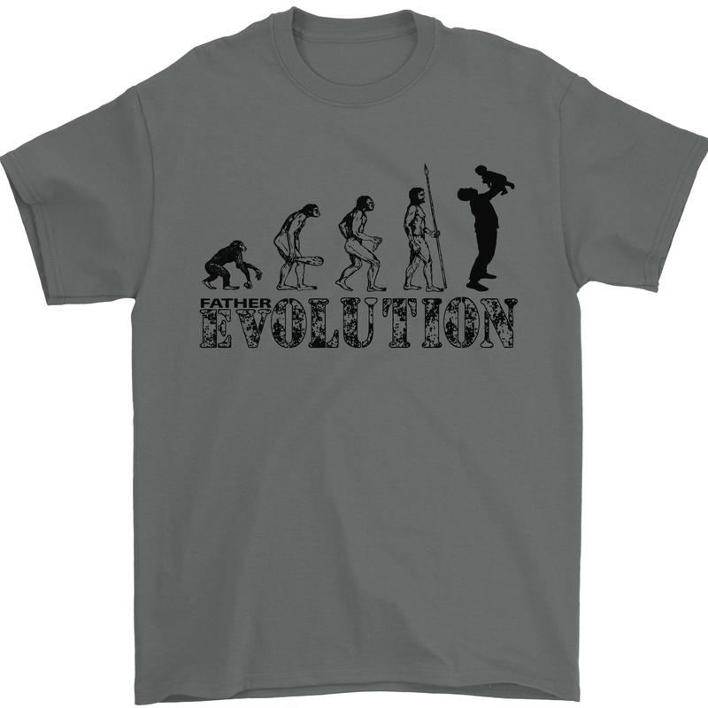Father And Son Evolution Father's Day Dad Mens T-Shirt Cotton Gildan Charcoal