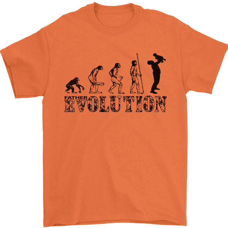 Father And Son Evolution Father's Day Dad Mens T-Shirt Cotton Gildan Orange