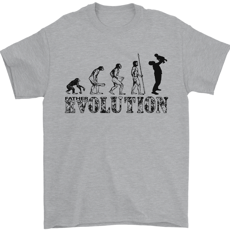 Father And Son Evolution Father's Day Dad Mens T-Shirt Cotton Gildan Sports Grey