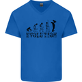 Father And Son Evolution Father's Day Dad Mens V-Neck Cotton T-Shirt Royal Blue