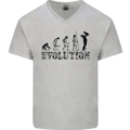 Father And Son Evolution Father's Day Dad Mens V-Neck Cotton T-Shirt Sports Grey