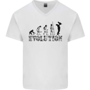 Father And Son Evolution Father's Day Dad Mens V-Neck Cotton T-Shirt White