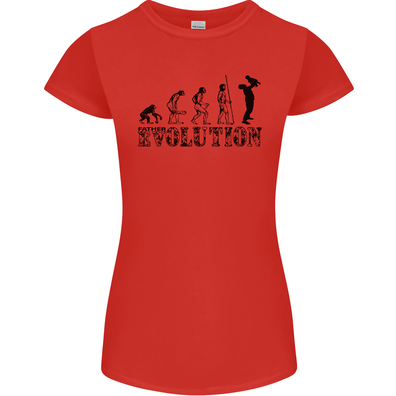 Father And Son Evolution Father's Day Dad Womens Petite Cut T-Shirt Red