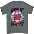 Father Christmas Where My Ho's at? Mens T-Shirt Cotton Gildan Charcoal