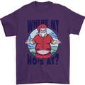 Father Christmas Where My Ho's at? Mens T-Shirt Cotton Gildan Purple
