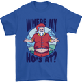 Father Christmas Where My Ho's at? Mens T-Shirt Cotton Gildan Royal Blue