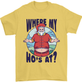 Father Christmas Where My Ho's at? Mens T-Shirt Cotton Gildan Yellow