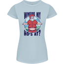 Father Christmas Where My Ho's at? Womens Petite Cut T-Shirt Light Blue