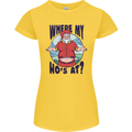Father Christmas Where My Ho's at? Womens Petite Cut T-Shirt Yellow